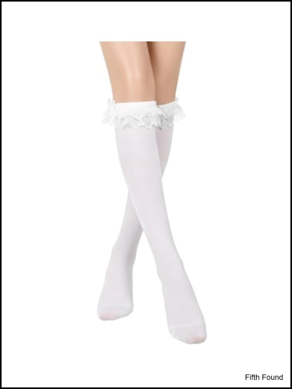 Lace Ruffle Knee High Socks Seamless Toe Nylon Women's